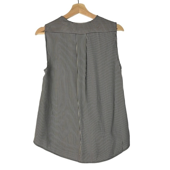 Rag & Bone Victor Black & White Stripe Sleeveless Silk Chiffon Blouse S - Picture 5 of 6